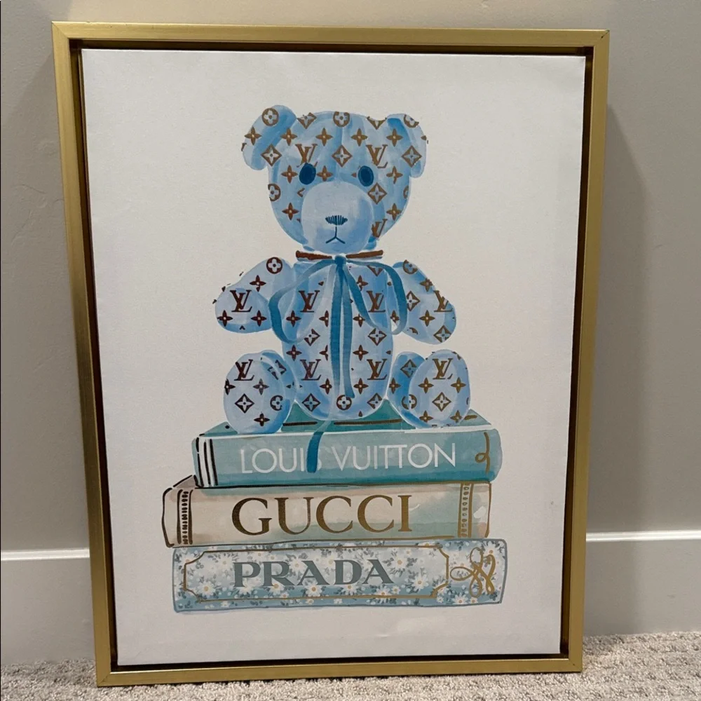 💋Designer Bear Art Print with Gold Frame